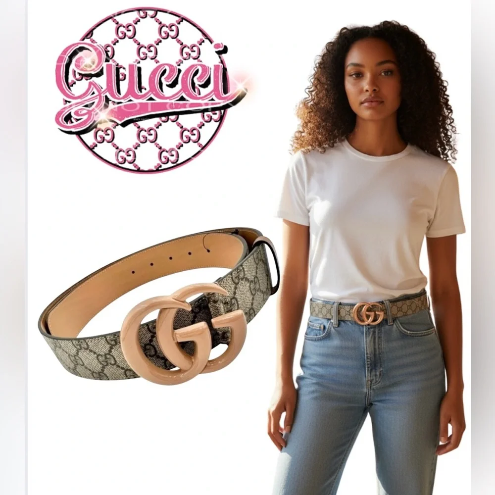 GUCCI Marmont Beige/Tan with “GG” Monogram Belt, Authentic, NIB